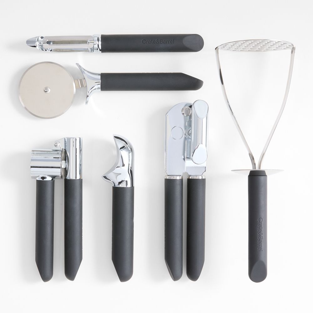 Crate & Barrel Black Soft-Touch Tools, Set of 7