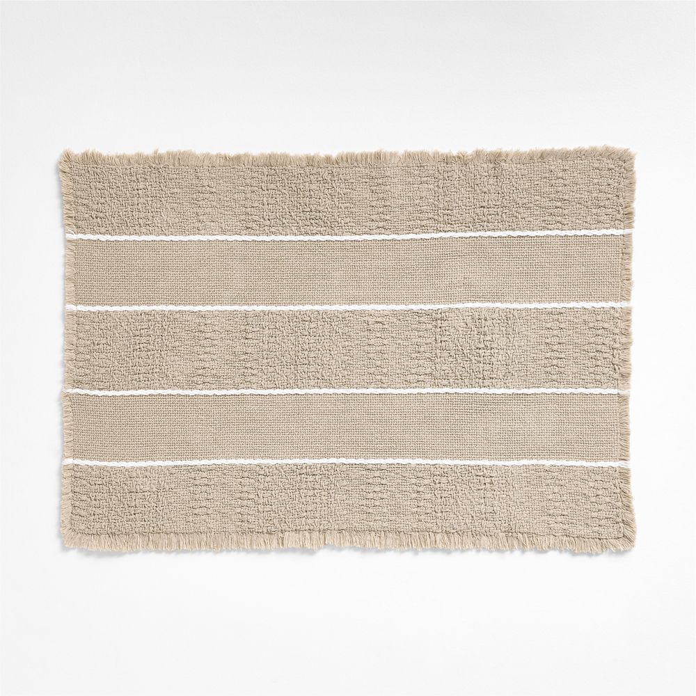 Jacquard Stripe Taupe and Crisp White Bath Mat 24"x36"