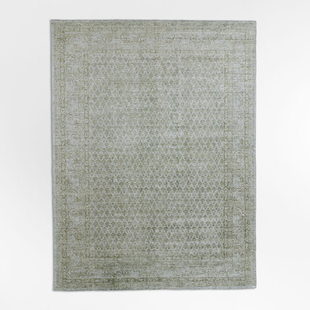 Paris Wool Blend Traditional Handwoven Blue Green Area Rug