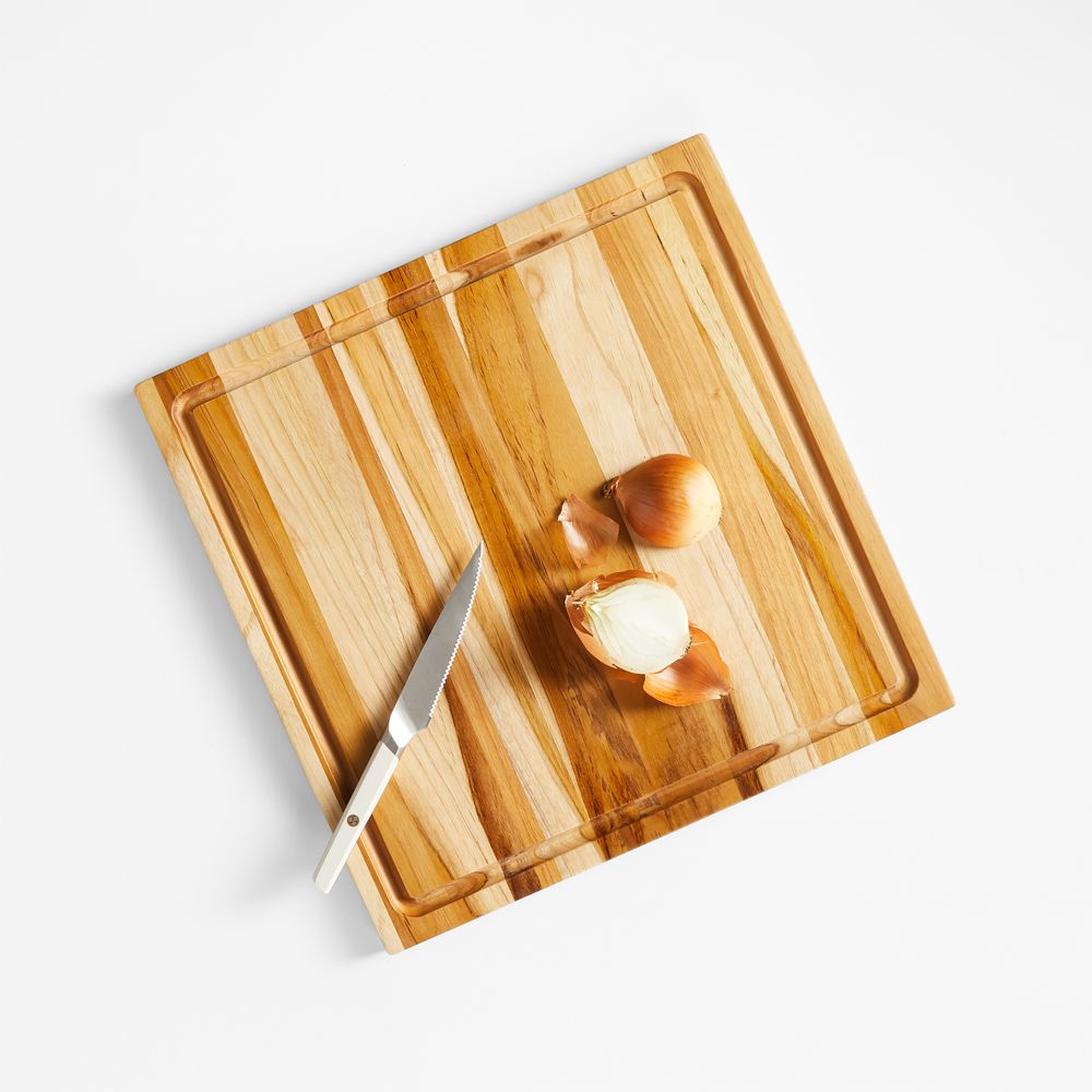 Crate & Barrel Teak Reversible Cutting Board