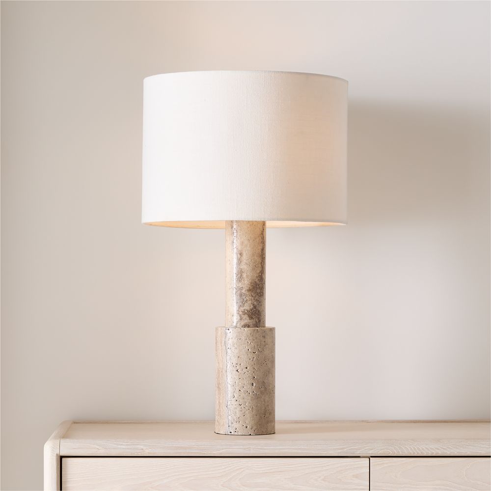 Jorgen Silver Travertine Table Lamp 28"