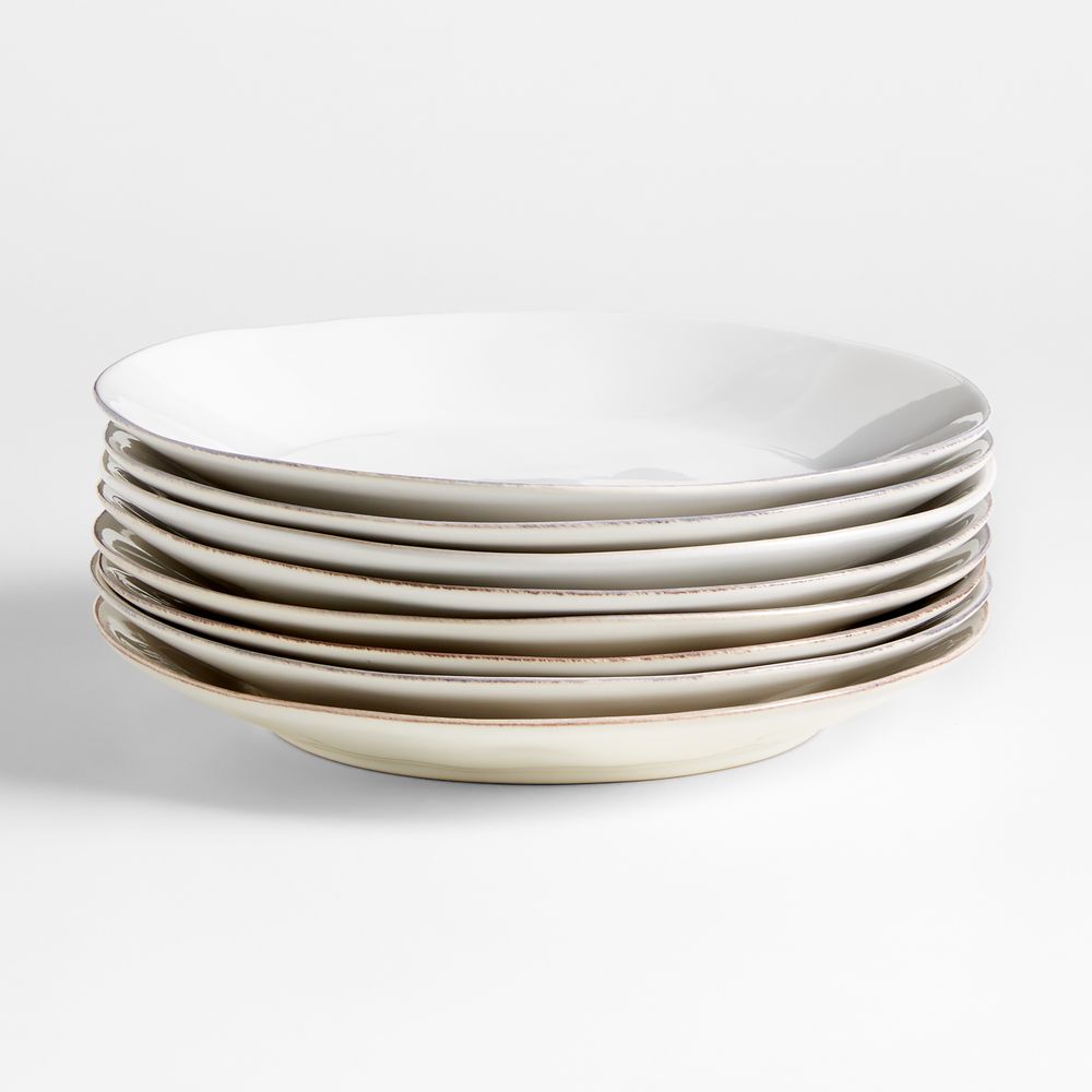 Marin White Stoneware Dinner Plates, Set of 8