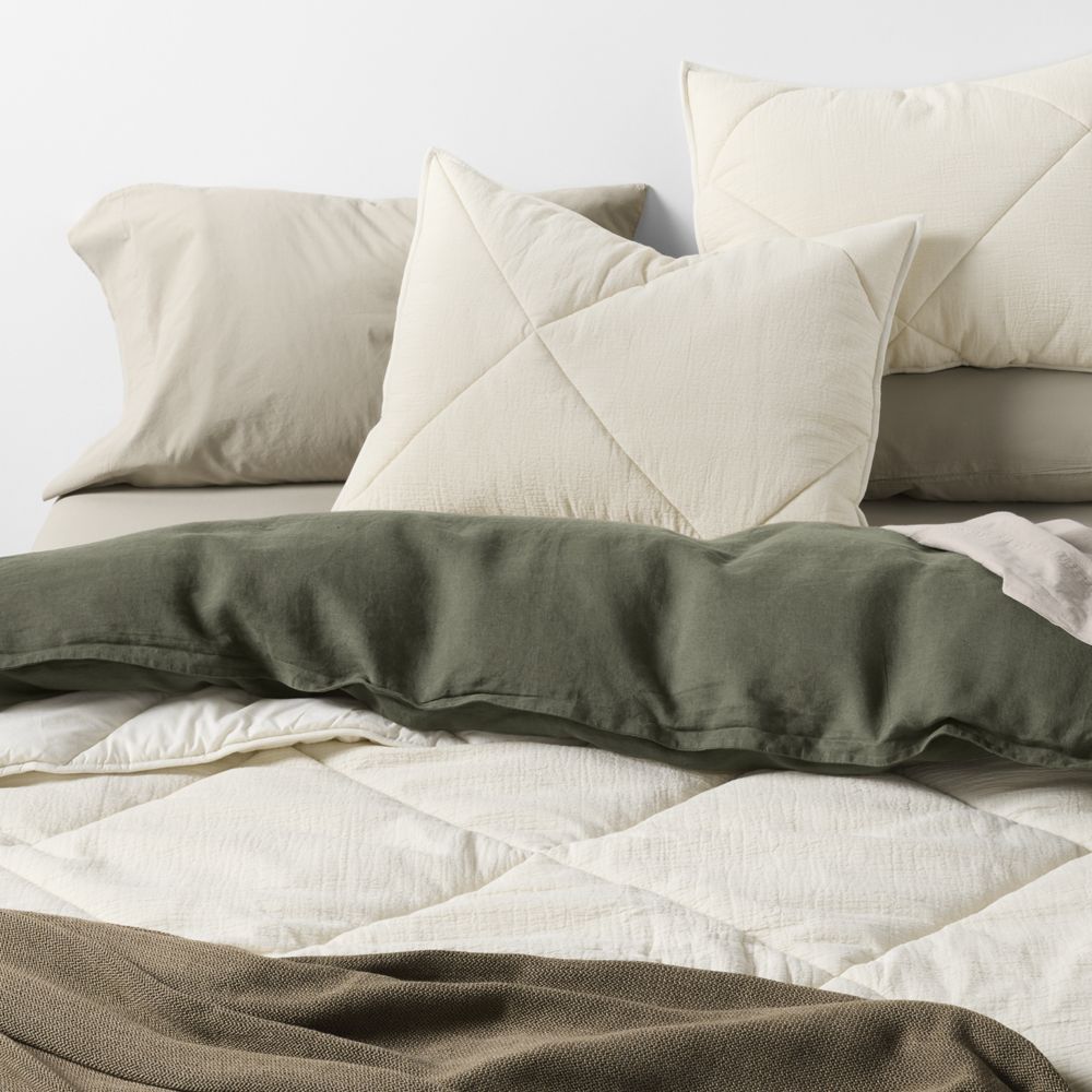Cotton Crinkle Matelasse Calm Beige Comforters