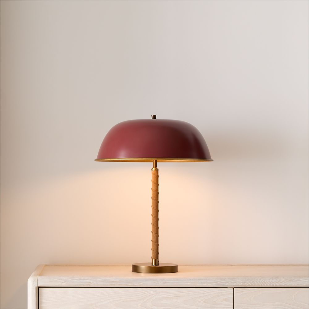 Dalton Brown Suede and Metal Dome Table Lamp by Jake Arnold 19.7"