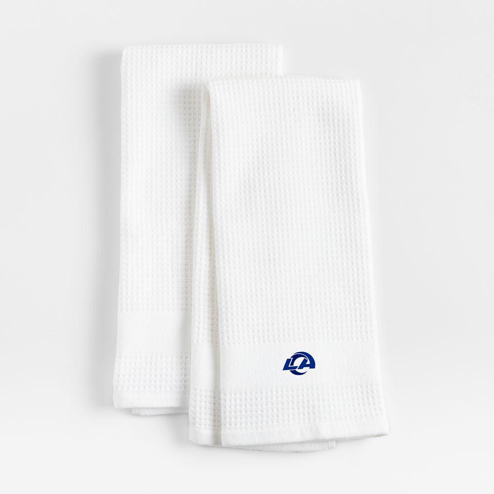 NFL Waffle-Terry White Organic Cotton Kitchen Towels, Set of 2