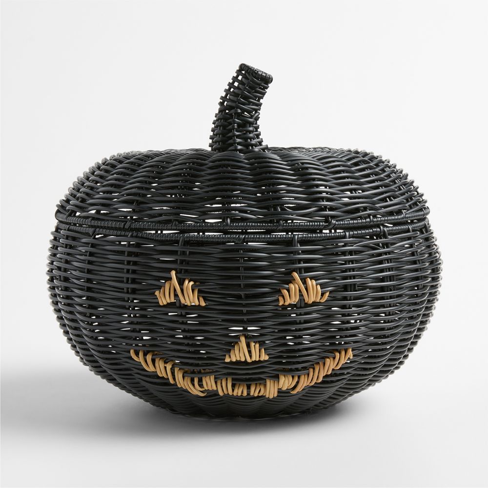 Trick-Or-Treat Woven Pumpkin Bowl with Lid