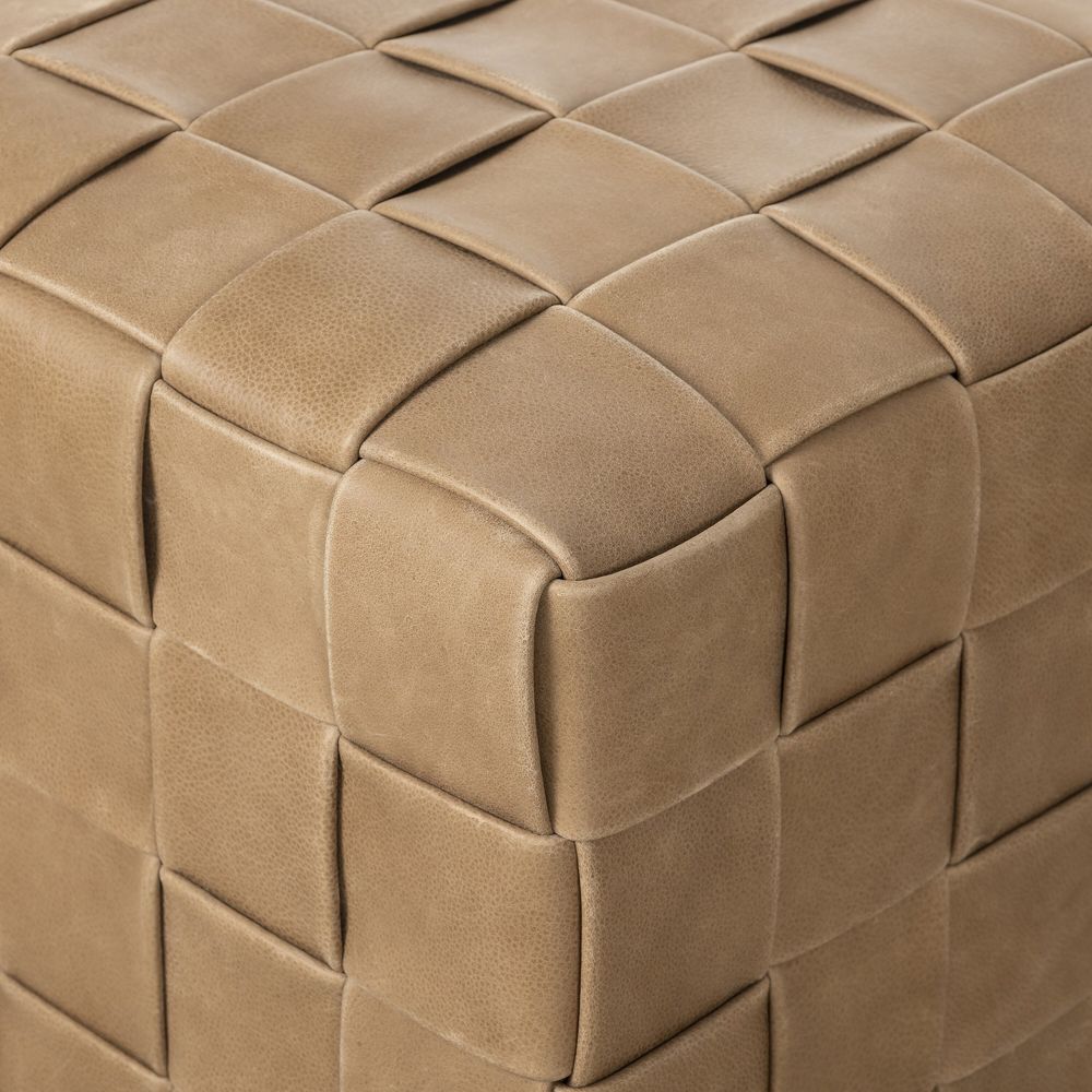 Ronan 19.5" Leather Ottoman- Image 2