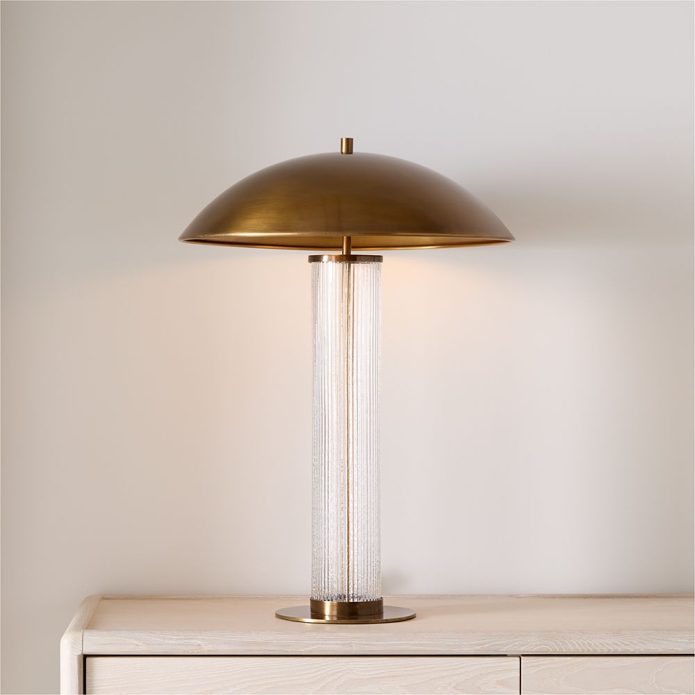 Vidro Glass Table Lamp with Brass Shade 27"