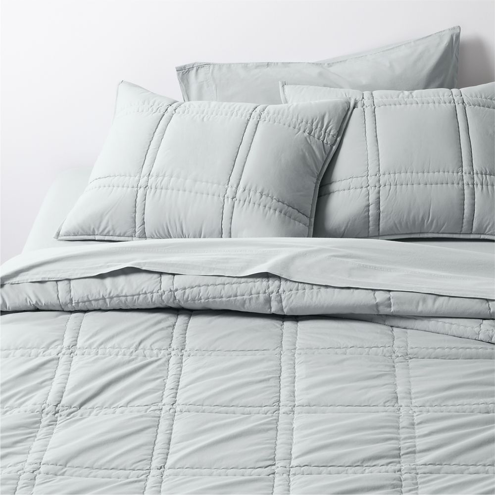 Favorite Washed Organic Cotton Percale Mist Blue Comforter