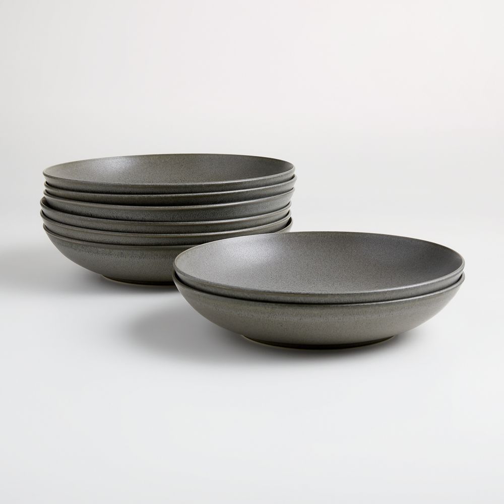 Craft Charcoal Grey Stoneware Low Bowls, Set of 8