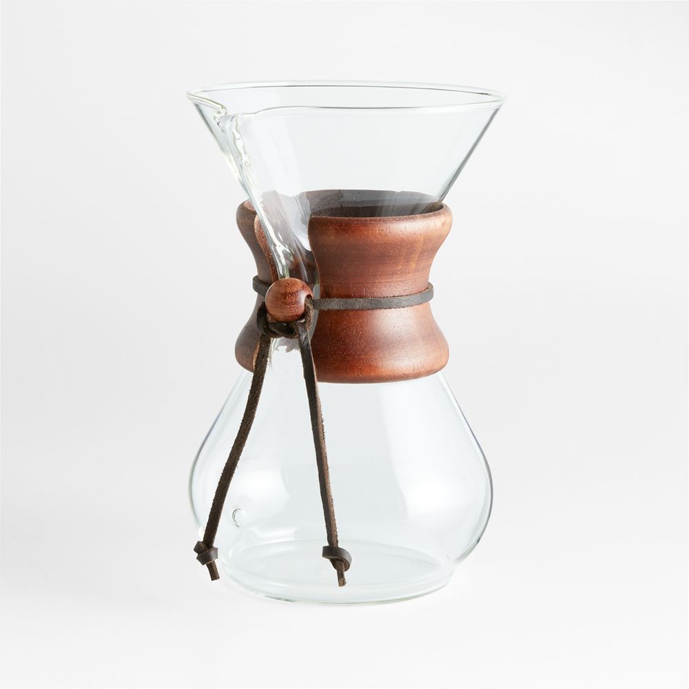 Chemex 6-Cup Glass Pour-Over Coffee Maker with Dark Wood Collar