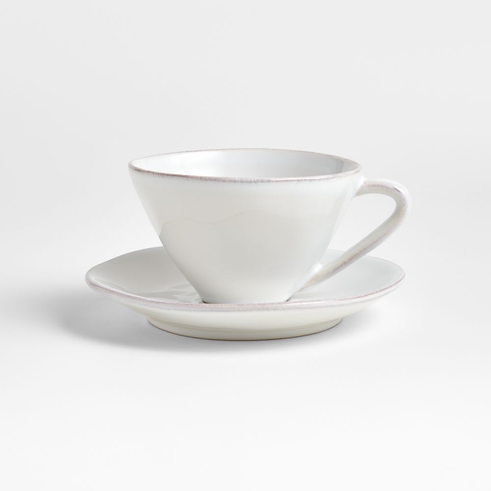 Marin 9.5-oz. White Stoneware Cappuccino Cup and Saucer