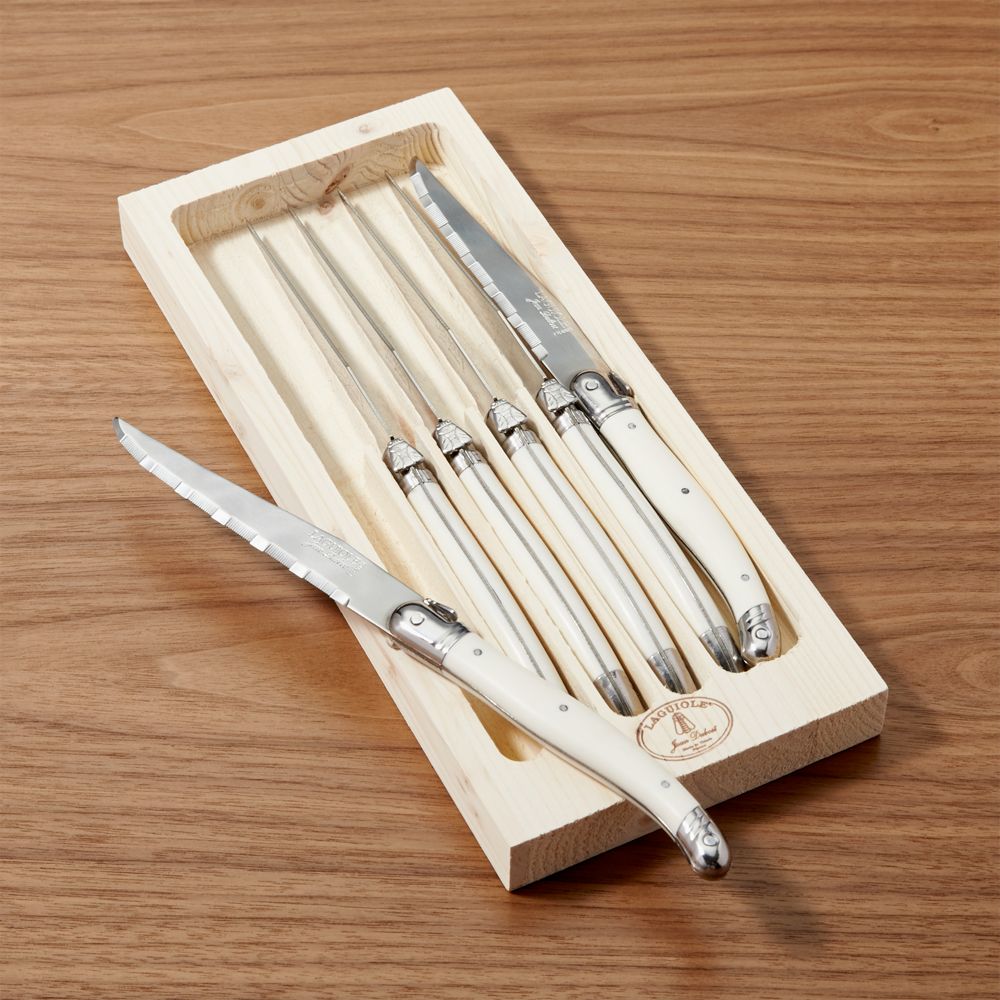Jean Dubost Laguiole Ivory Steak Knives, Set of 6
