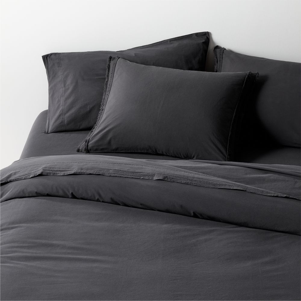 Favorite Washed Organic Cotton Midnight Navy Blue Eyelash Duvet Cover