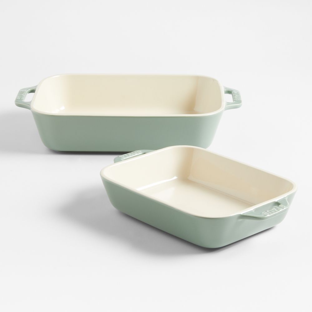 Staub 2-Piece Eucalyptus Green Ceramic Baking Dish Set