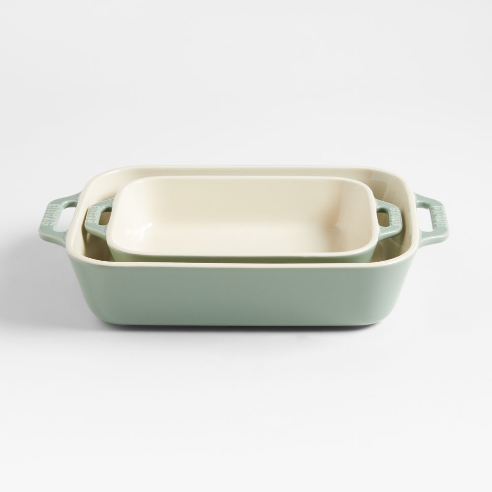 Alternative view of Staub 2-Piece Eucalyptus Green Ceramic Baking Dish Set