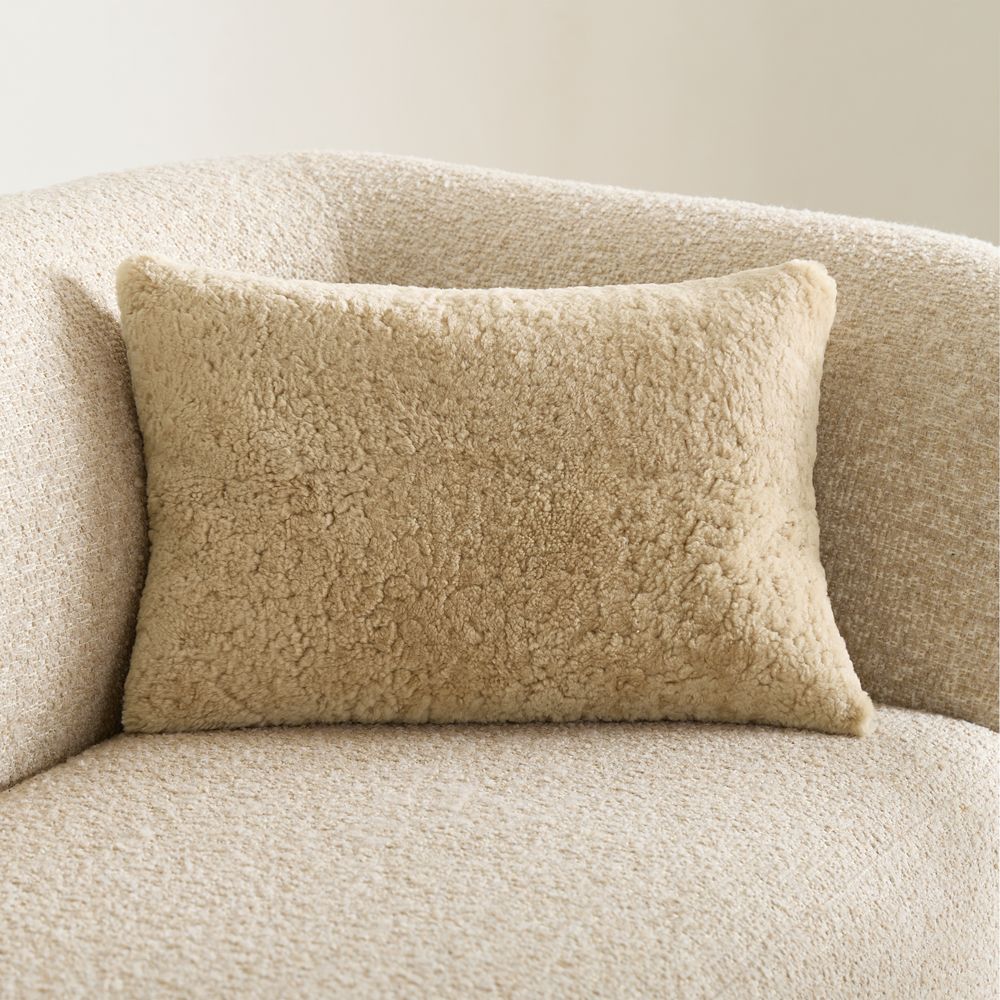 Malmo Shearling 22"x15" Camel Tan Lumbar Pillow