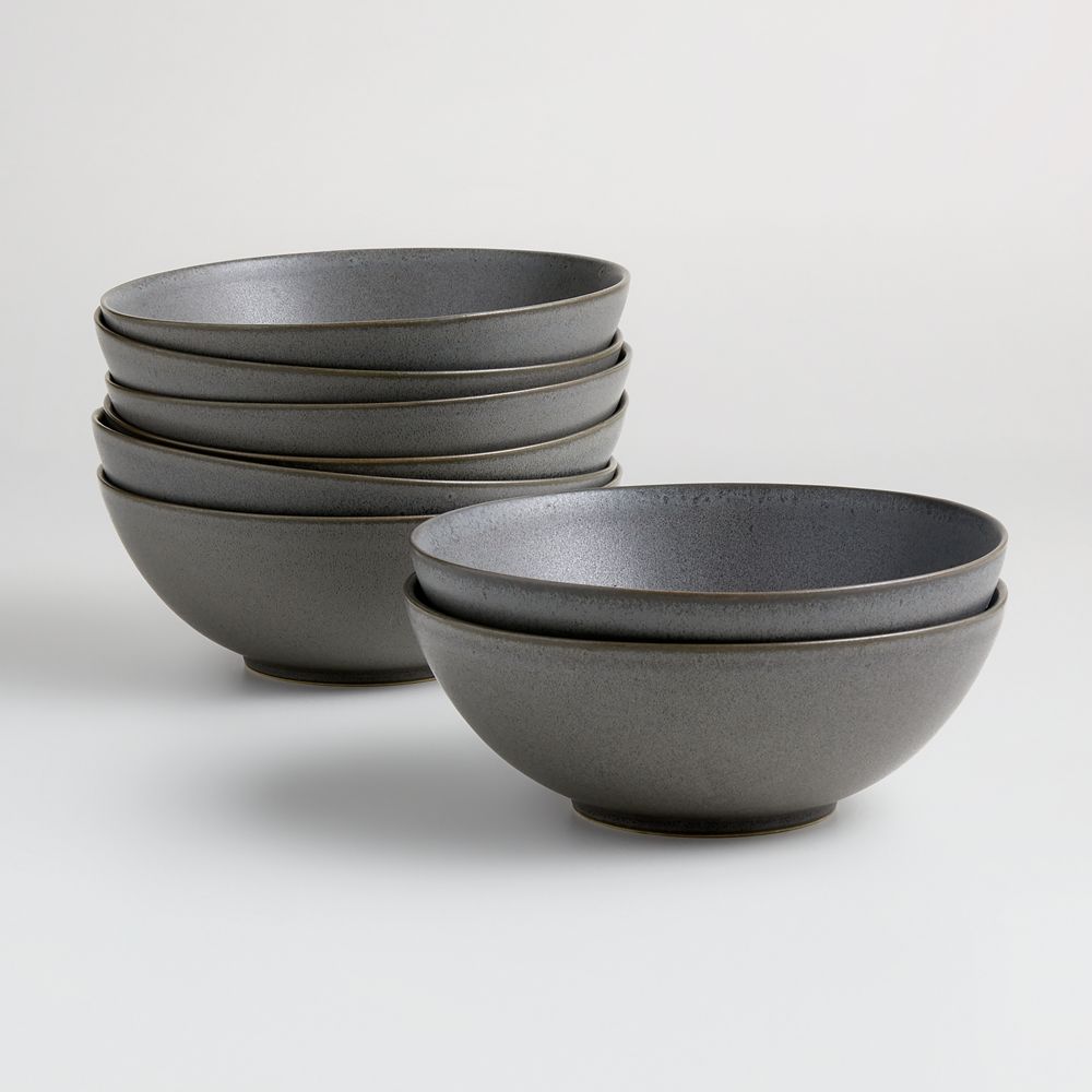 Craft Charcoal Grey Stoneware Bowls, Set of 8