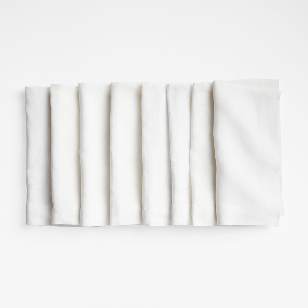 Marin White European Linen Napkins, Set of 8