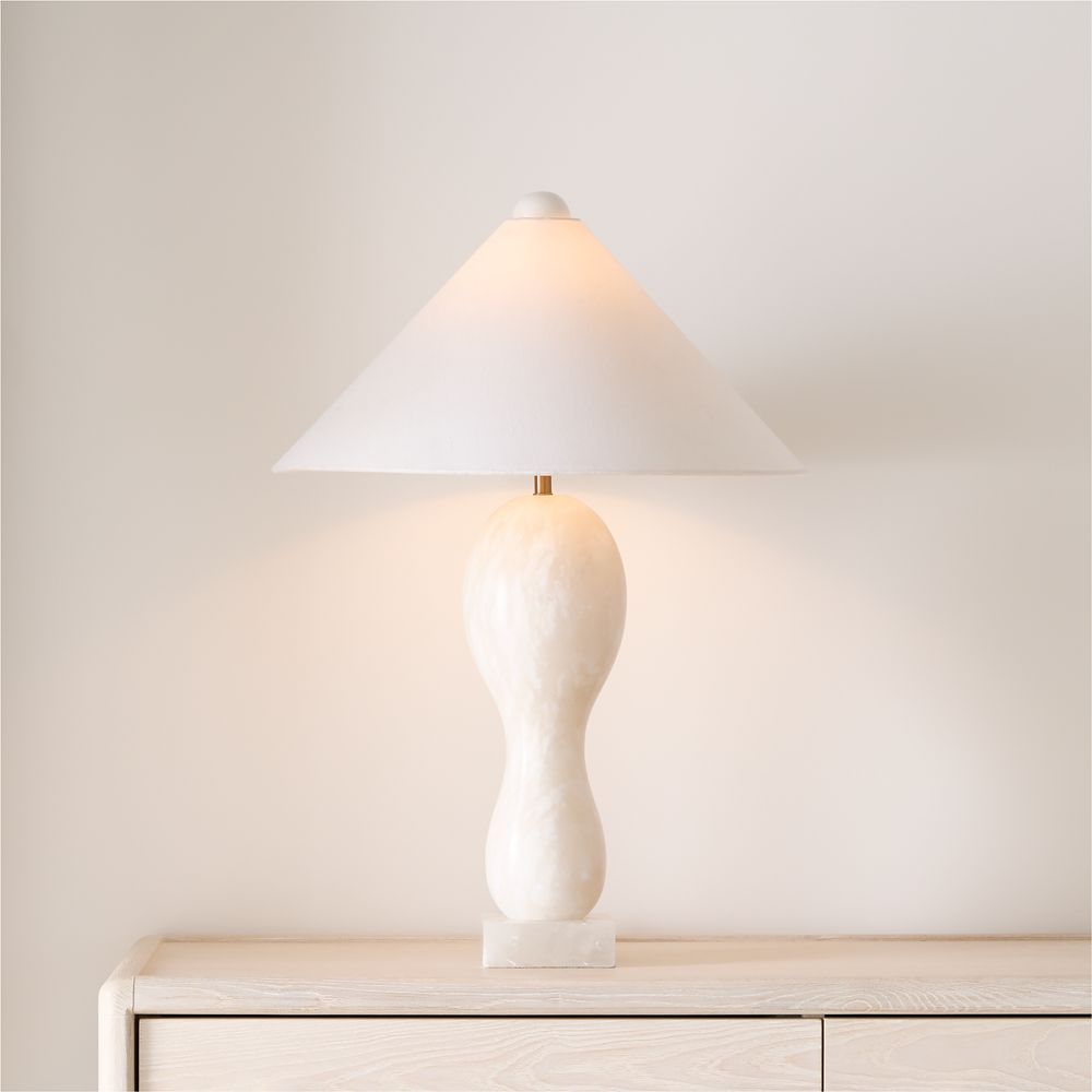 Seraph Alabaster Table Lamp with Fabric Shade 27.2"