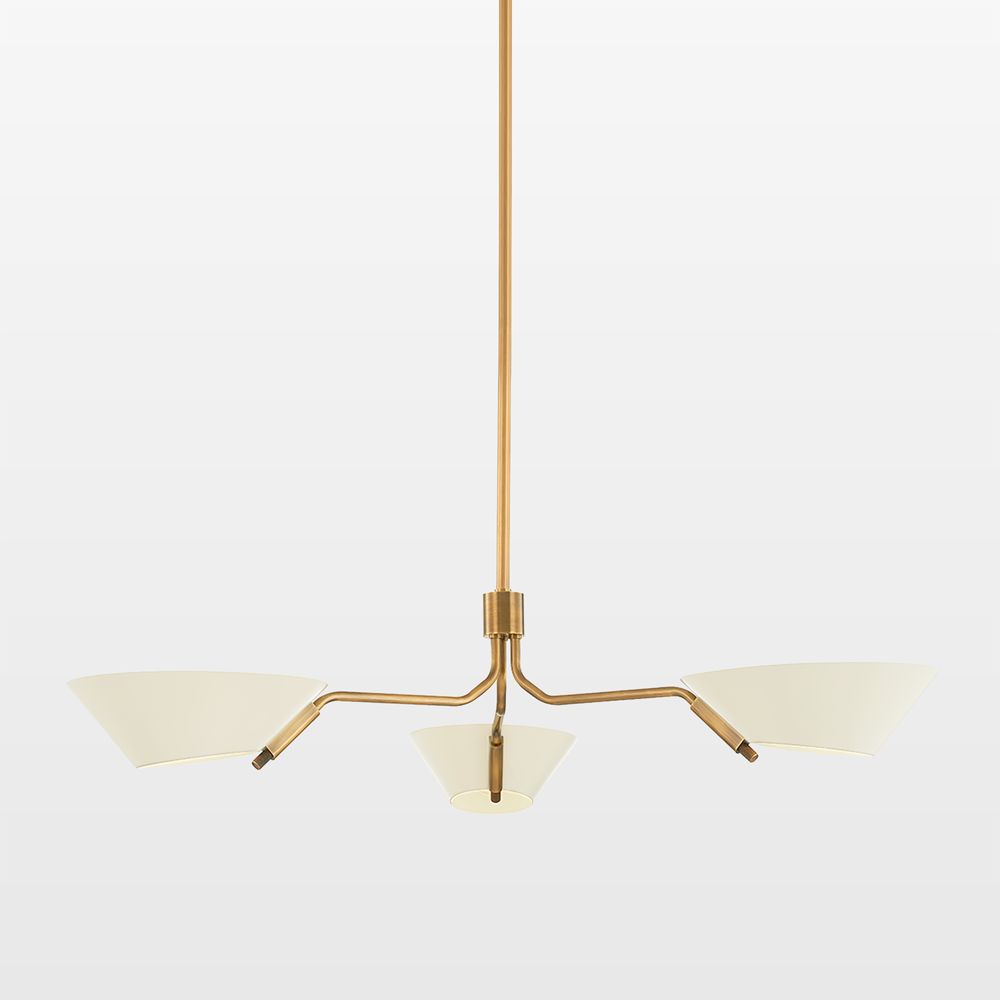 Tomar Brass & White Shade Chandelier Lights