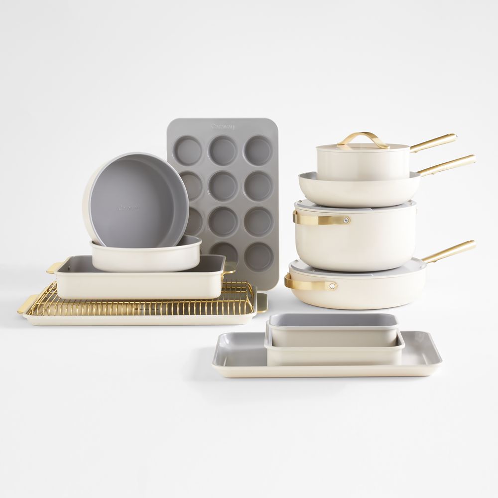 Caraway Cream Ceramic Nonstick Full Kitchen Cookware & Bakeware Set