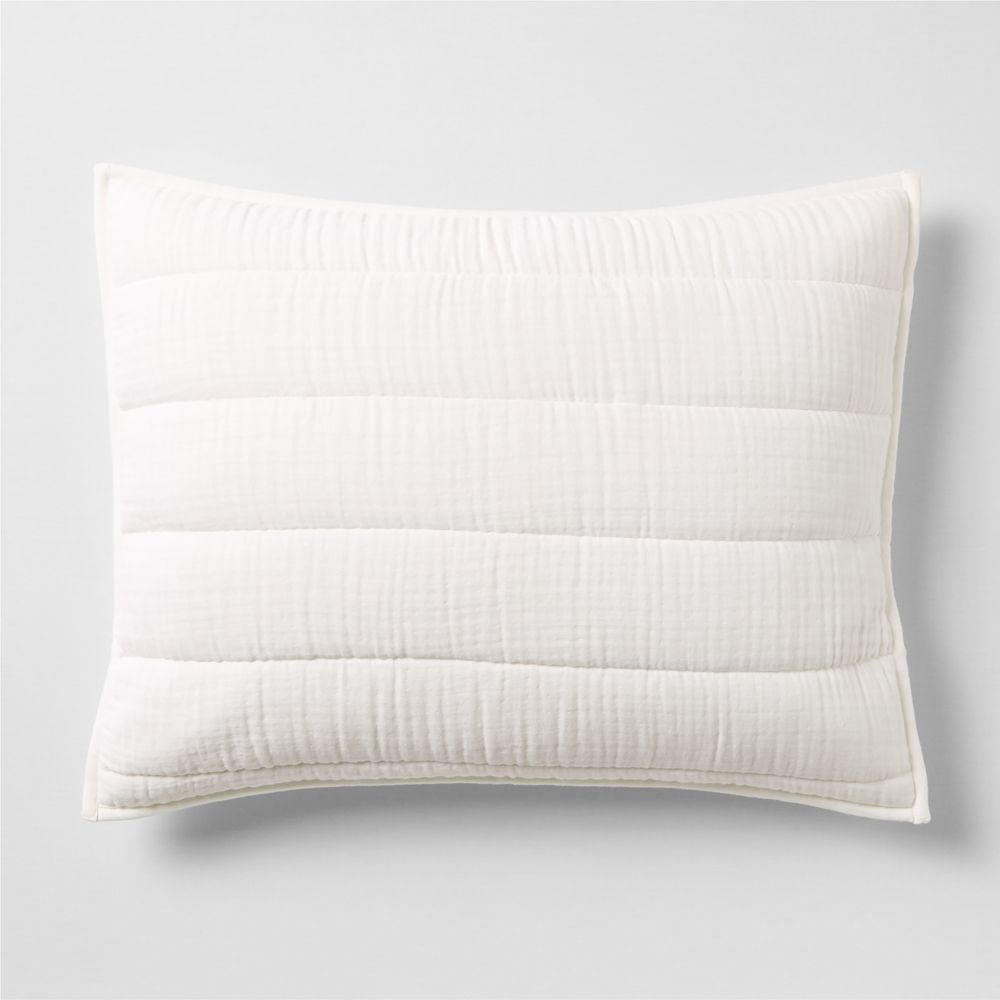 Organic Cotton Gauze Crisp White Quilted Bed Pillow Sham