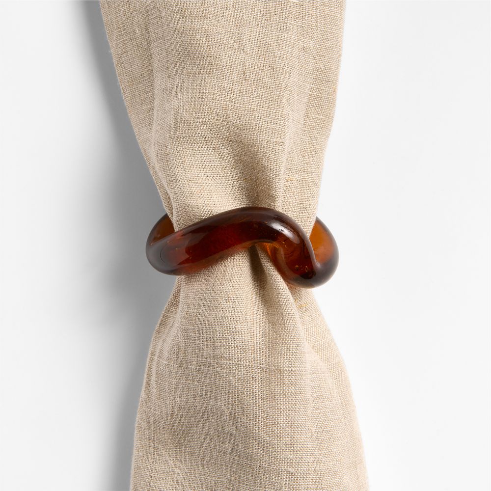 Recycled Glass Amber Napkin Rings, Set of 4