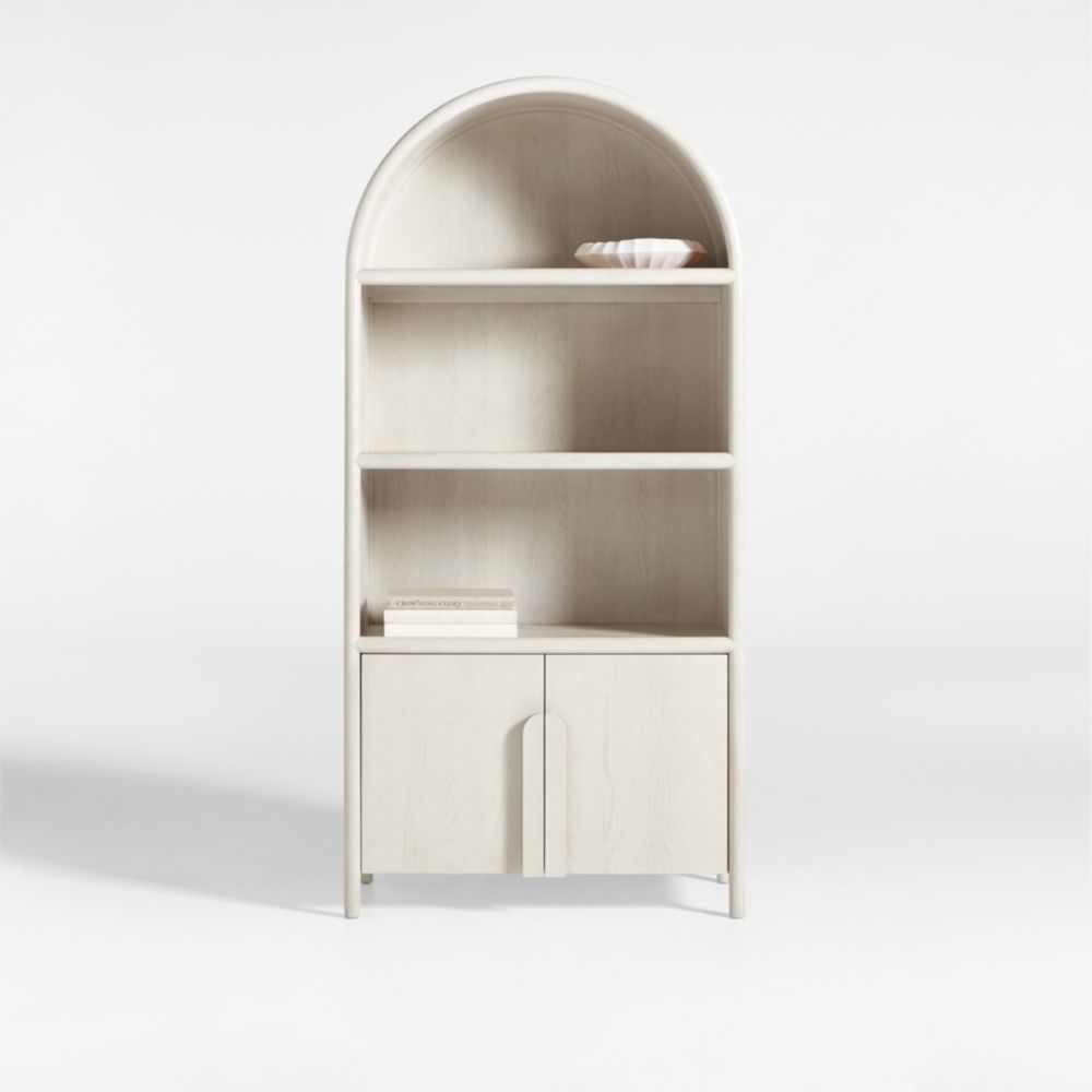 Annie 38" Whitewashed Wood Storage Bookcase with Shelves by Leanne Ford