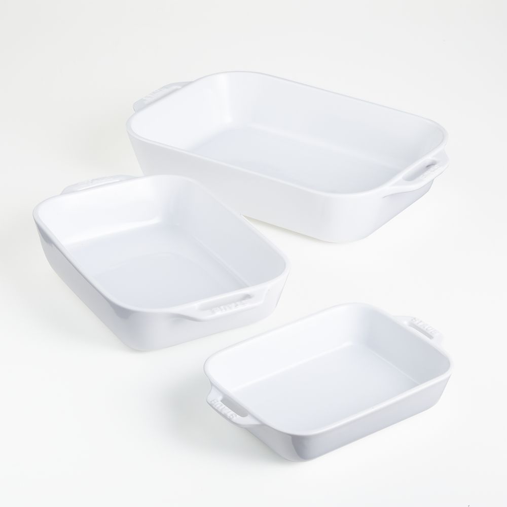 Staub White Rectangular Baking Dishes, Set of 3