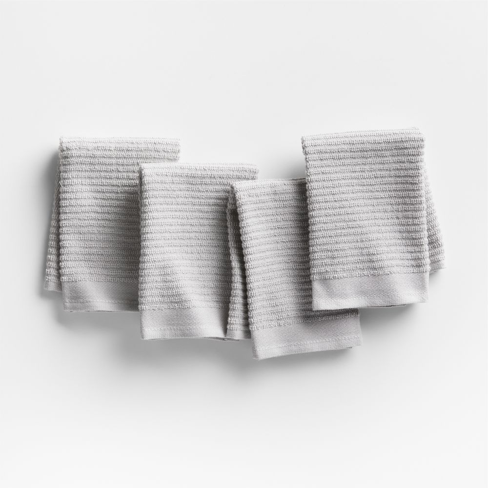 Ribbed Bar Mop Grey Organic Cotton Dishcloths, Set of 4