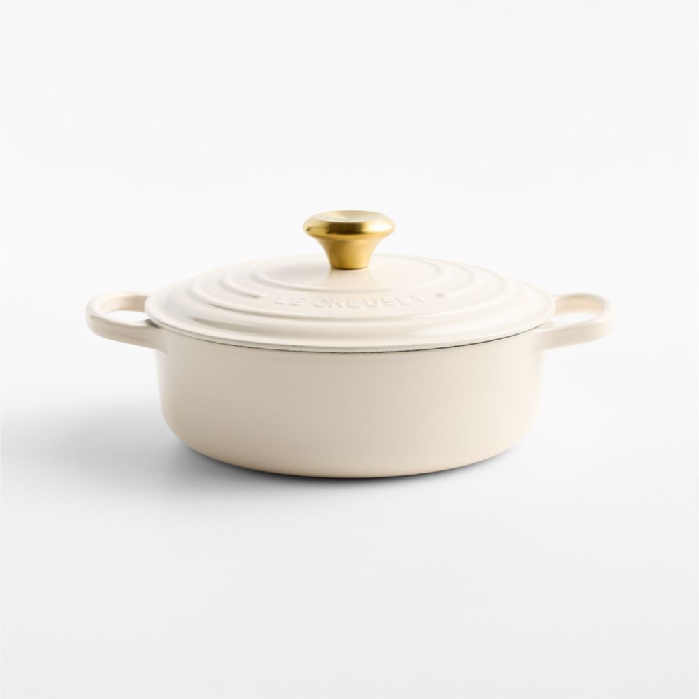 Le Creuset Signature 3.5-Qt. Cream Enameled Cast Iron Round Wide Dutch Oven