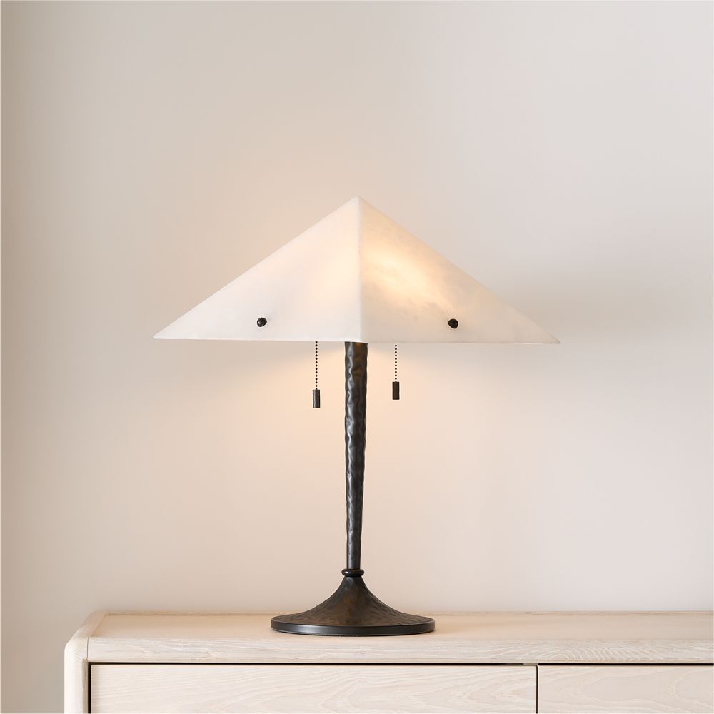 Onirique Metal Table Lamp with Alabaster Shade by Athena Calderone 23.3"