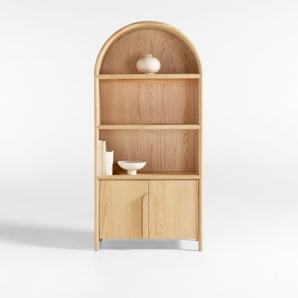 Annie 38" Natural Wood Storage Bookcase with Shelves by Leanne Ford