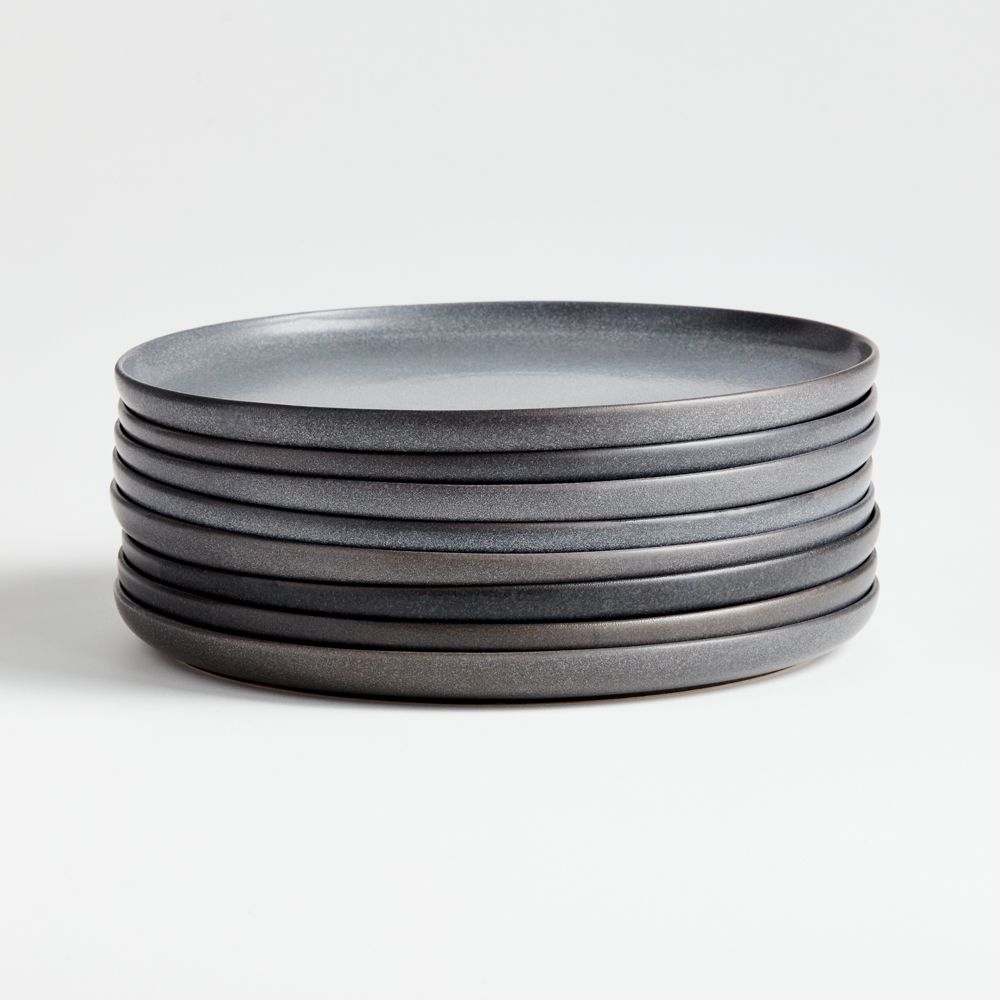 Wren Matte Dark Grey Salad Plates, Set of 8