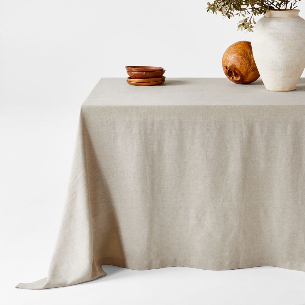 Marin Warm Natural Oversized European Linen Tablecloth