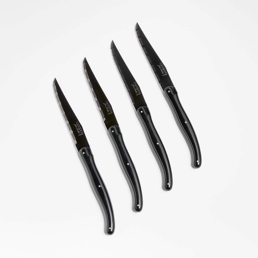 Jean Dubost Laguiole New Age Black Steak Knives, Set of 4