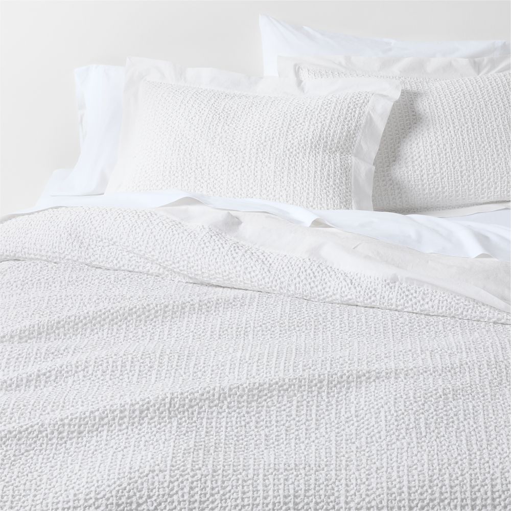 Organic Cotton Waffle Crisp White Duvet Cover