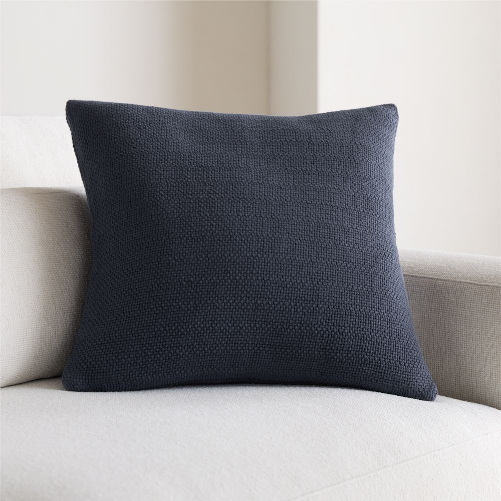Organic Cotton Basketweave 20"x20" Deep Indigo Throw Pillow