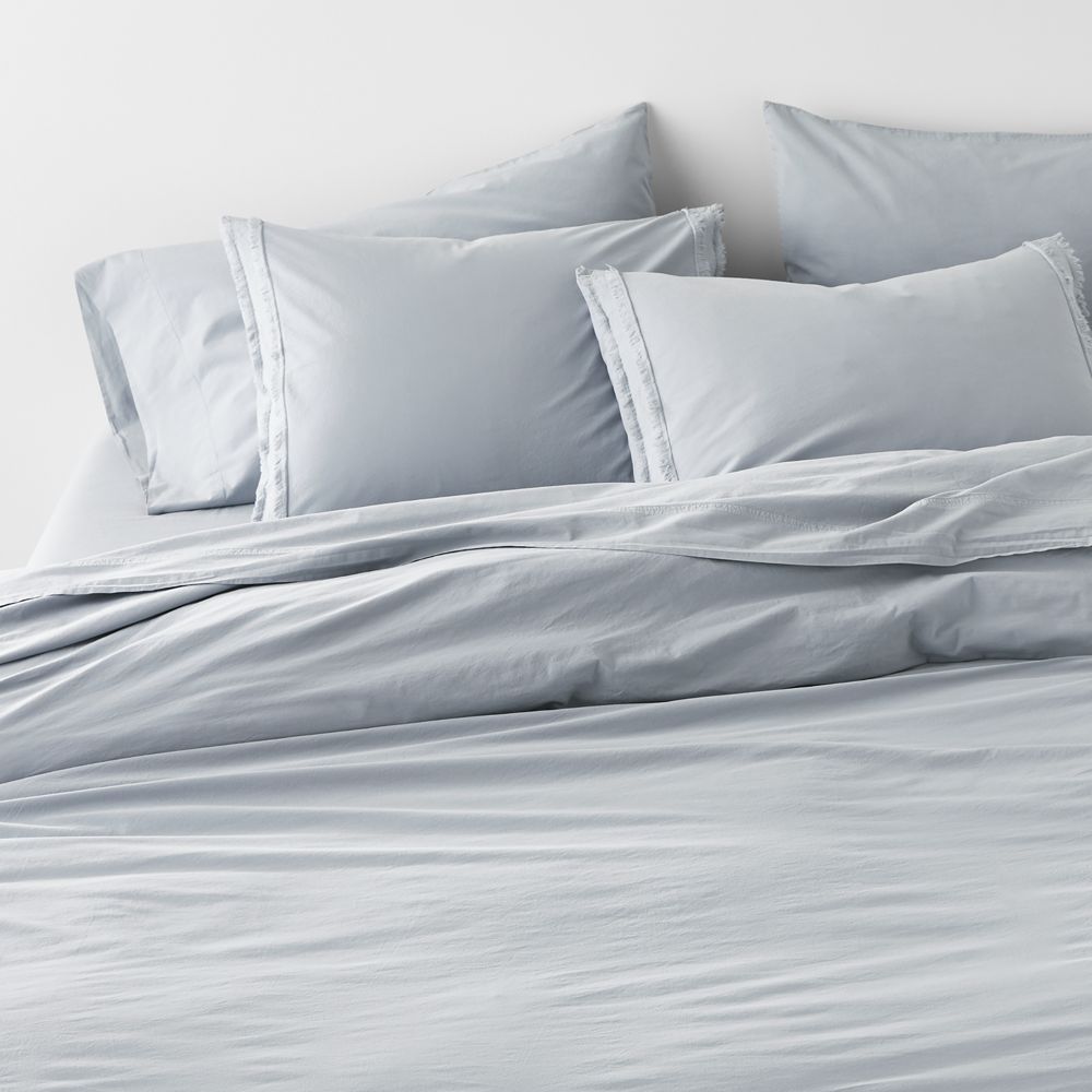 Favorite Washed Organic Cotton Mist Blue Eyelash Duvet Cover