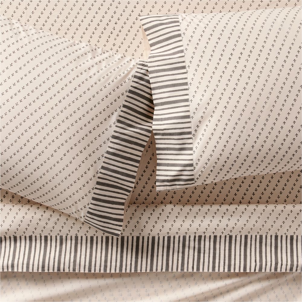 Favorite Washed Organic Cotton Block Print Bed Sheet Set