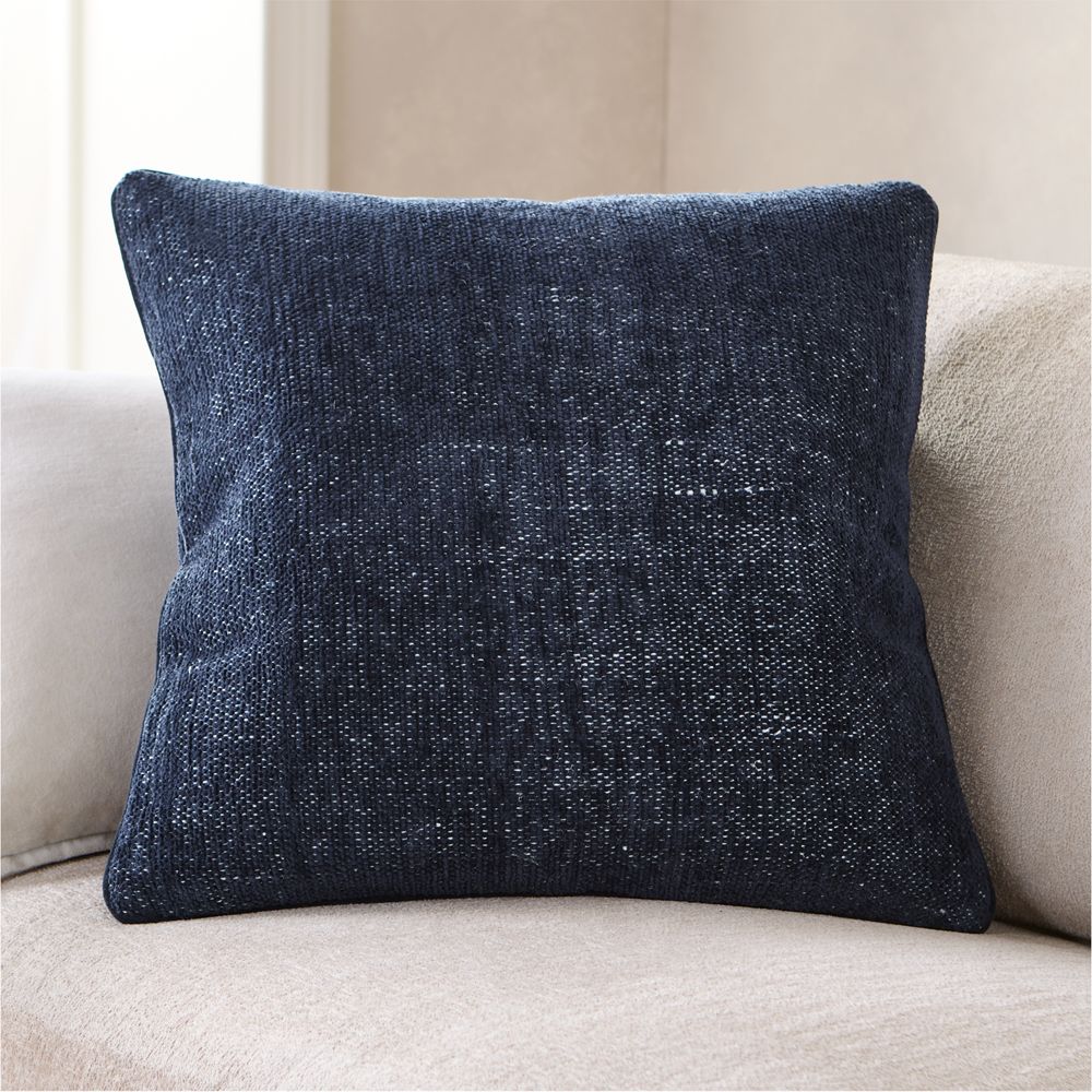 Textured Chenille 23"x23" Deep Indigo Throw Pillow