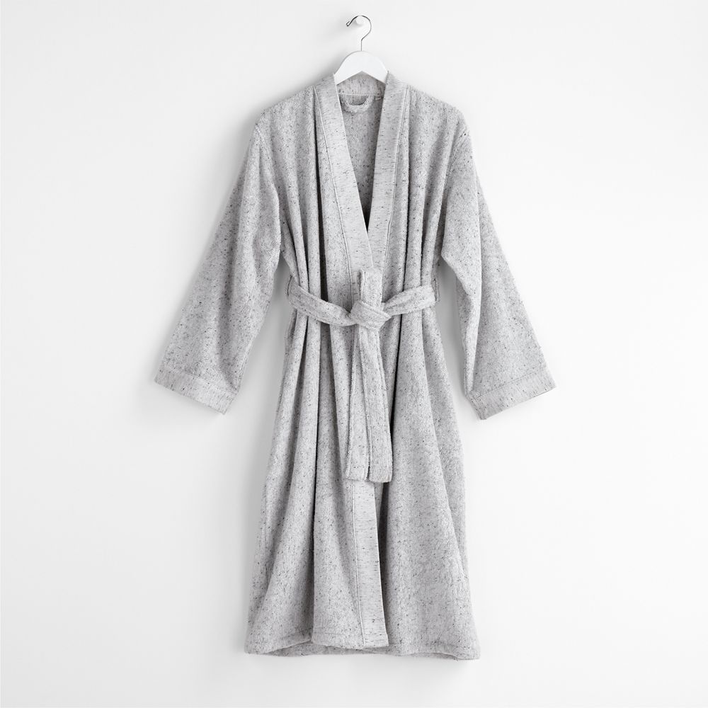 Organic Turkish Cotton Grey Fleck Bath Robe