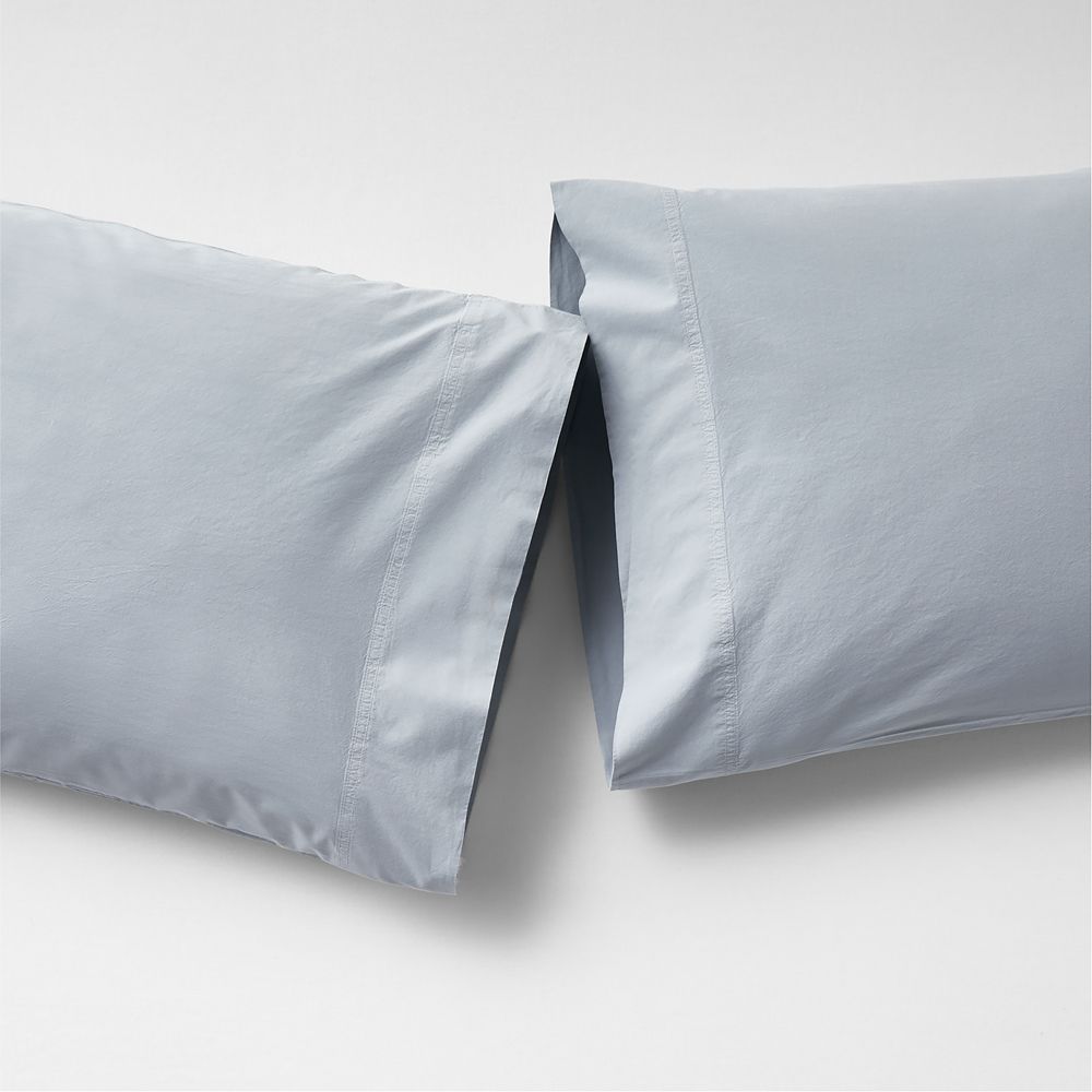 Favorite Washed Organic Cotton Mist Blue Pillowcases, Set of 2