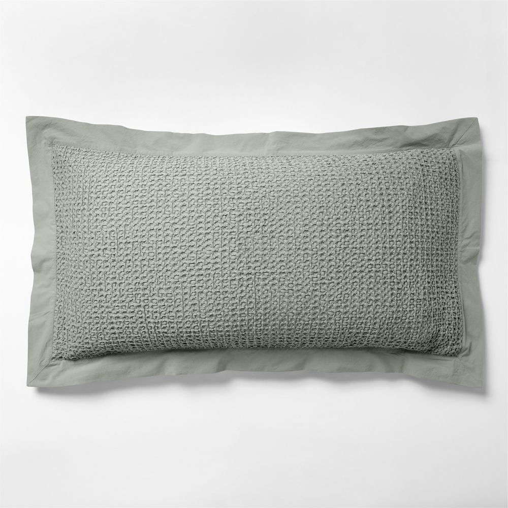Organic Cotton Waffle Shadow Sage Green Bed Pillow Sham