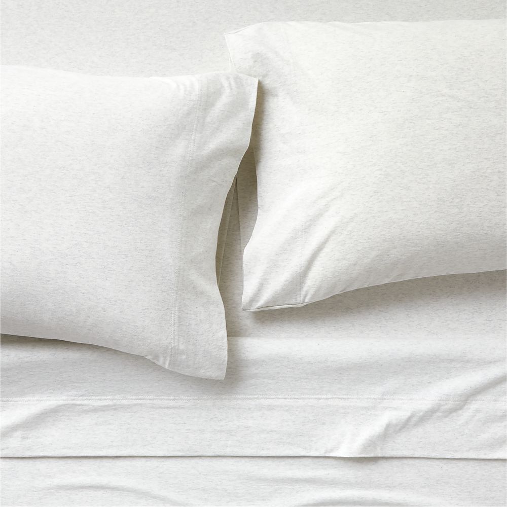 Cozysoft Organic Cotton Jersey Heathered Ivory Bed Sheet Set