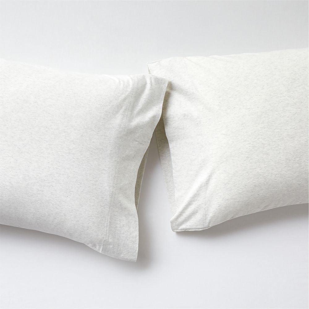 Cozysoft Organic Cotton Jersey Heathered Ivory Pillowcases, Set of 2