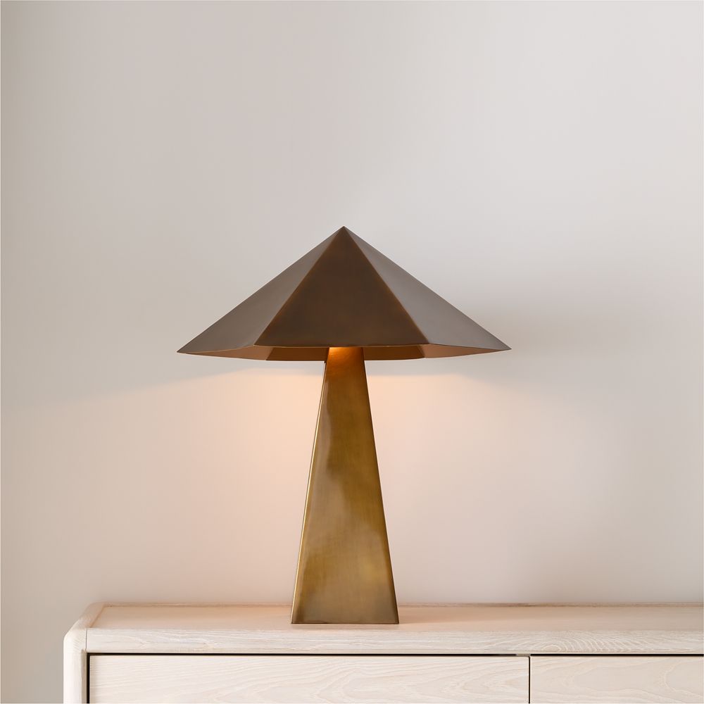 Obelisk Brass Table Lamp with Brass Shade