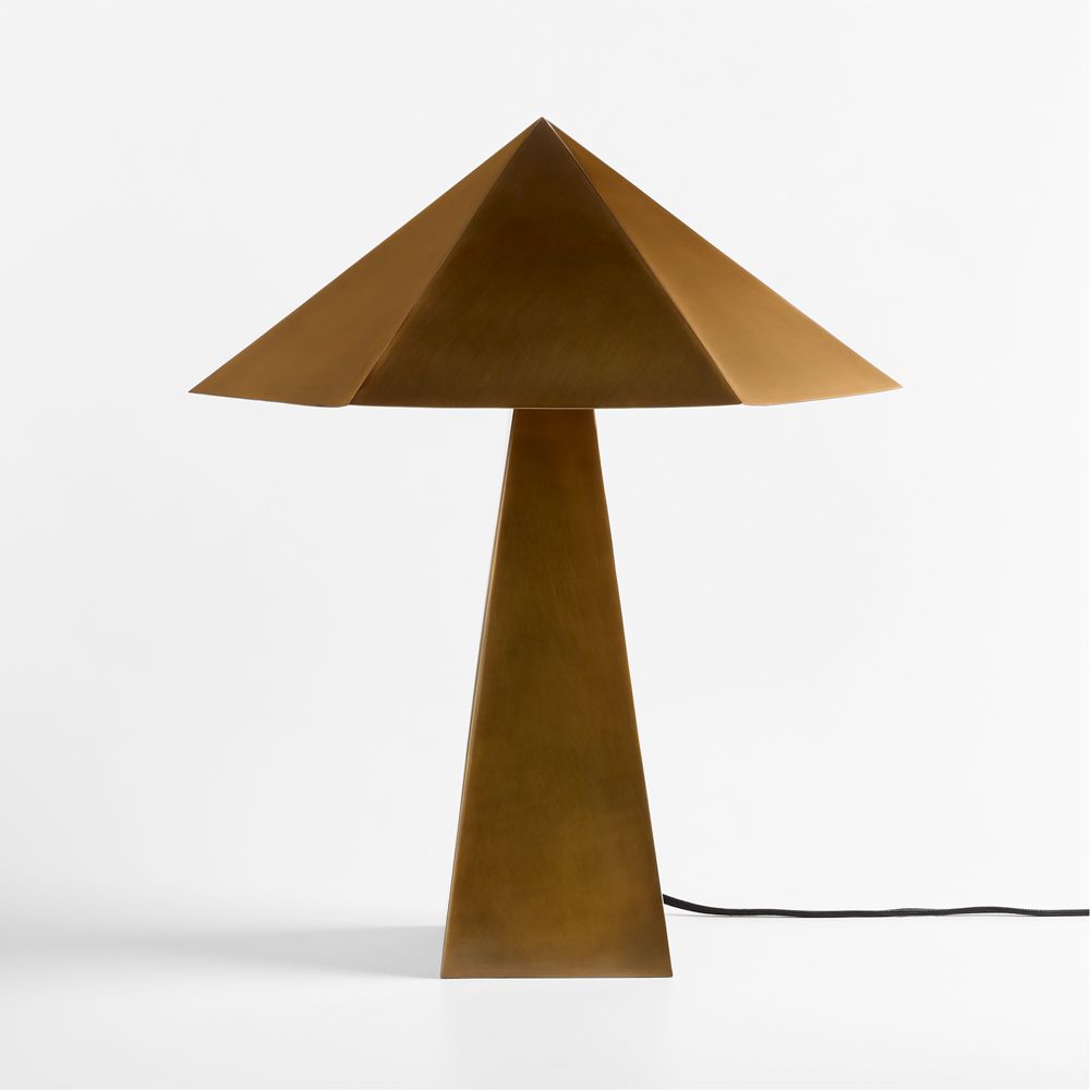 Obelisk Brass Table Lamp with Brass Shade- Image 2