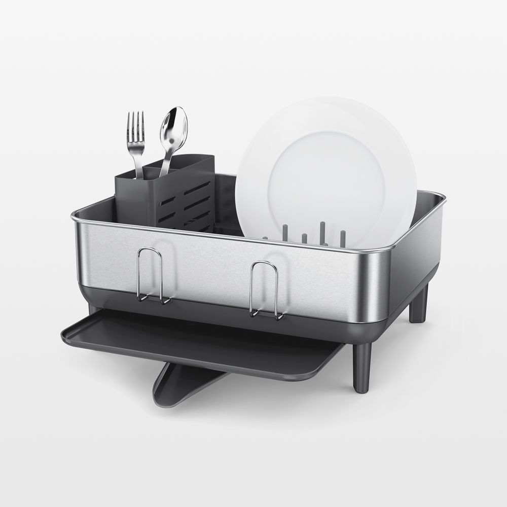 Simplehuman Compact Dish Drying Rack, Brushed Stainless Steel Frame